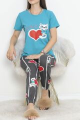 Paça Lastikli Pijama Takımı İndigo - 18736.1567.