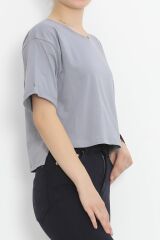 Baskılı Crop Tişört Füme - 16487.1567.