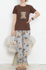 Paça Lastikli Pijama Takımı Koyukahve - 18736.1567.