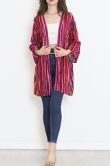 Desenli Kimono Fuşya - 1658.1095.