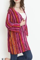Desenli Kimono Fuşya - 1658.1095.