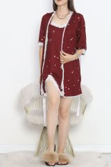 Baskılı Pegasus Pijama Takımı Bordoyıldızlı - 747.1287.