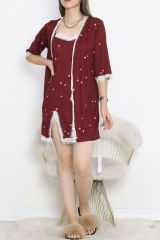 Baskılı Pegasus Pijama Takımı Bordoyıldızlı - 747.1287.