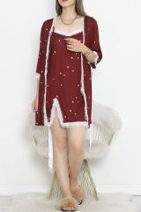 Baskılı Pegasus Pijama Takımı Bordoyıldızlı - 747.1287.