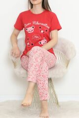 Süprem Kısa Kol Pijama Takımı Kırmızı - 18500.1048.
