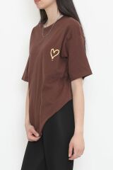 Baskılı Oversize Tişört Kahve - 16515.1567.