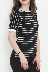 Çizgili Suprem Tişört Siyahbeyaz - 15919.1567.