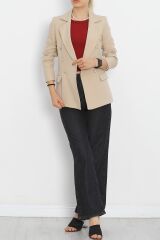 Gold Düğmeli Blazer Ceket Bej - 912.1247.