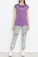 Pul Detaylı Bluz Açıkmor - 17145.599.