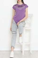 Pul Detaylı Bluz Açıkmor - 17145.599.