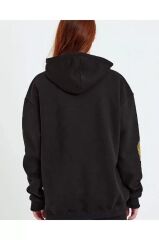 Baskılı Kapüşonlu Sweatshirt - Siyah