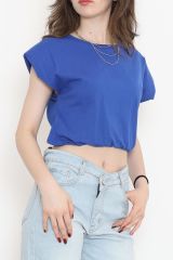 Beli Lastikli Crop Tişört Saks - 16552.1567.