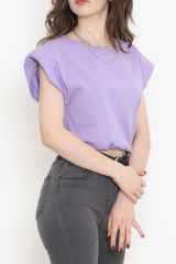 Beli Lastikli Crop Tişört Lila - 16552.1567.
