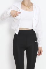 Çift Cepli Crop Yağmurluk Beyaz - 17743.1247.