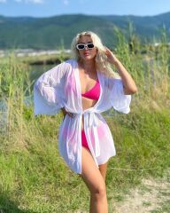 Kadın Fakir Kol Kuşak Dahil Tül Kimono