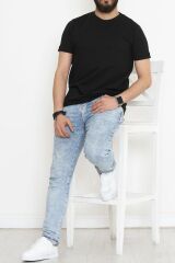 Bisiklet Yaka İki İplik Tişört Siyah - 152430.275.