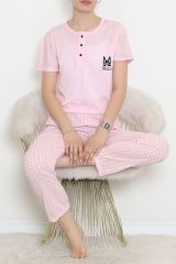 Düğmeli Pijama Takımı Ekrupembe - 704.1287.
