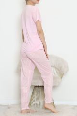 Düğmeli Pijama Takımı Ekrupembe - 704.1287.