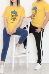 Baskılı Unisex Tişört Hardal - 20208.1778.