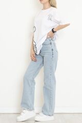 Baskılı Oversize Tişört Beyaz - 16502.1567.