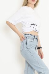 Baskılı Oversize Tişört Beyaz - 16502.1567.