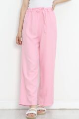 Bel Kuşaklı Keten Pantolon Pembe - 15265.1726.