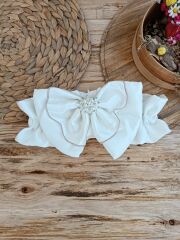 Yenidoğan Wool Yün Kumaş Taç Nakışlı Güpür Duvaklı Fiyonk Prizma Taş Unisex Kundak Bebek Battaniyesi