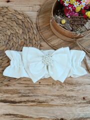 Yenidoğan Wool Yün Kumaş Taç Nakışlı Güpür Duvaklı Fiyonk Prizma Taş Unisex Kundak Bebek Battaniyesi