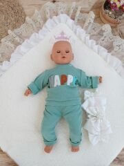 Yenidoğan Wool Yün Kumaş Taç Nakışlı Güpür Duvaklı Fiyonk Prizma Taş Unisex Kundak Bebek Battaniyesi