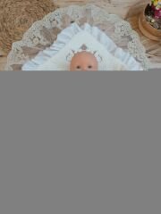 Yenidoğan Wool Yün Kumaş Taç Nakışlı Güpür Duvaklı Fiyonk Prizma Taş Unisex Kundak Bebek Battaniyesi