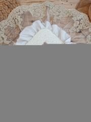 Yenidoğan Wool Yün Kumaş Taç Nakışlı Güpür Duvaklı Fiyonk Prizma Taş Unisex Kundak Bebek Battaniyesi