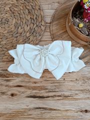 Yenidoğan Wool Yün Kumaş Taç Nakışlı Güpür Duvaklı Fiyonk Prizma Taş Unisex Kundak Bebek Battaniyesi