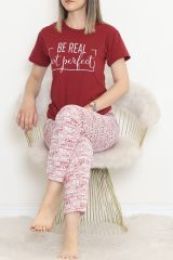 Süprem Kısa Kol Pijama Takımı Bordo1 - 18500.1048.