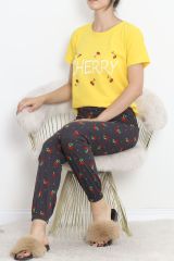 Paça Lastikli Pijama Takımı Sarıbeyaz - 18736.1567.