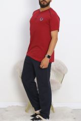 Düğmeli Erkek Pijama Takımı Bordo - 17370.1048.