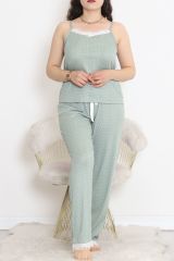 İp Askılı Battal Pijama Takımı Beyazmint - 174.1287.