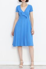 Kruvaze Kimono Elbise Mavi - 152403.701.
