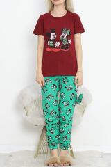 Paça Lastikli Pijama Takımı Bordo - 18736.1567.