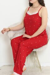 İp Askılı Battal Pijama Takımı Beyazkırmızı - 174.1287.