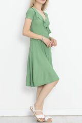 Kruvaze Kimono Elbise Yeşil - 152403.701.
