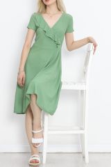 Kruvaze Kimono Elbise Yeşil - 152403.701.