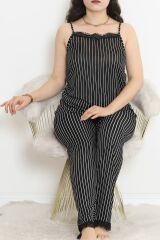 İp Askılı Battal Pijama Takımı Beyazçizgili - 174.1287.