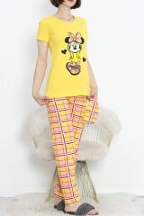 Desenli Pijama Takımı Sarı - 18735.1567.