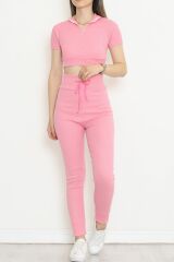 Kaşkorse Fermuarlı Kısakol Takım Pembe - 18517.1567.