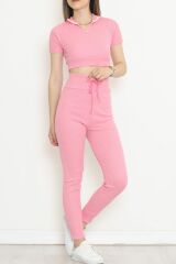 Kaşkorse Fermuarlı Kısakol Takım Pembe - 18517.1567.