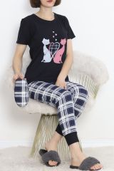 Paça Lastikli Pijama Takımı Lacivert - 18737.1567.