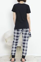 Paça Lastikli Pijama Takımı Lacivert - 18737.1567.