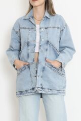 Oversize Kot Ceket Buzmavi - 10002.1778.