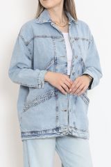 Oversize Kot Ceket Buzmavi - 10002.1778.