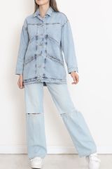 Oversize Kot Ceket Buzmavi - 10002.1778.